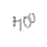 14K White Gold Double Huggie Diamond Earrings